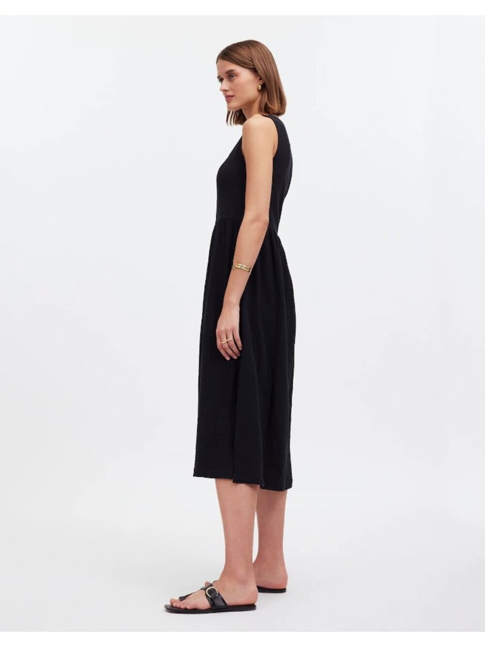 Madewell Knit Tank Midi Dress Women’s Small True Black Mixed Media Cotton EUC - Picture 7 of 16